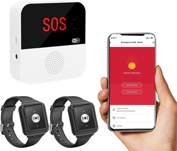 CallTou WiFi Caregiver Pager Call Button Nurse Call System Emergency Button for Elderly Patient Seniors Disabled 2 Watch Buttons 1 Receiver CallToU